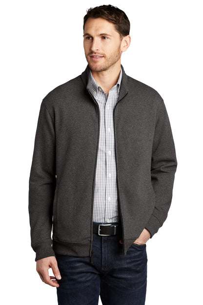 Port Authority  Interlock Full-Zip. K809 Charcoal Heather/ Medium Heather Grey