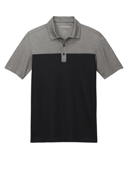 Port Authority Fine Pique Blend Blocked Polo K831 Deep Black/ Charcoal Heather