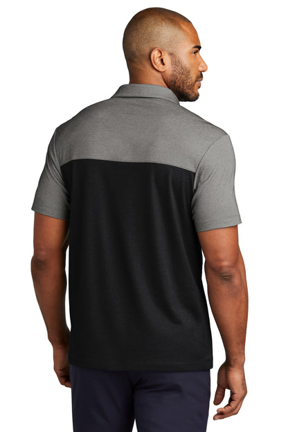 Port Authority Fine Pique Blend Blocked Polo K831 Deep Black/ Charcoal Heather