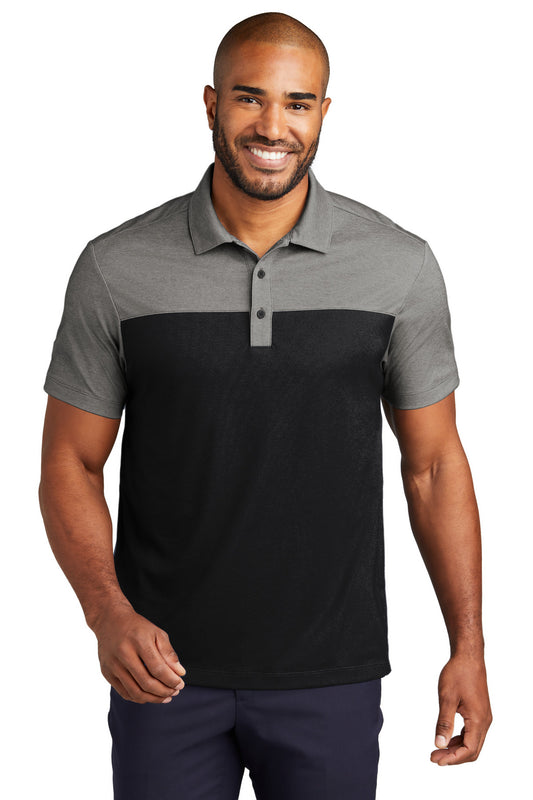 Port Authority Fine Pique Blend Blocked Polo K831 Deep Black/ Charcoal Heather