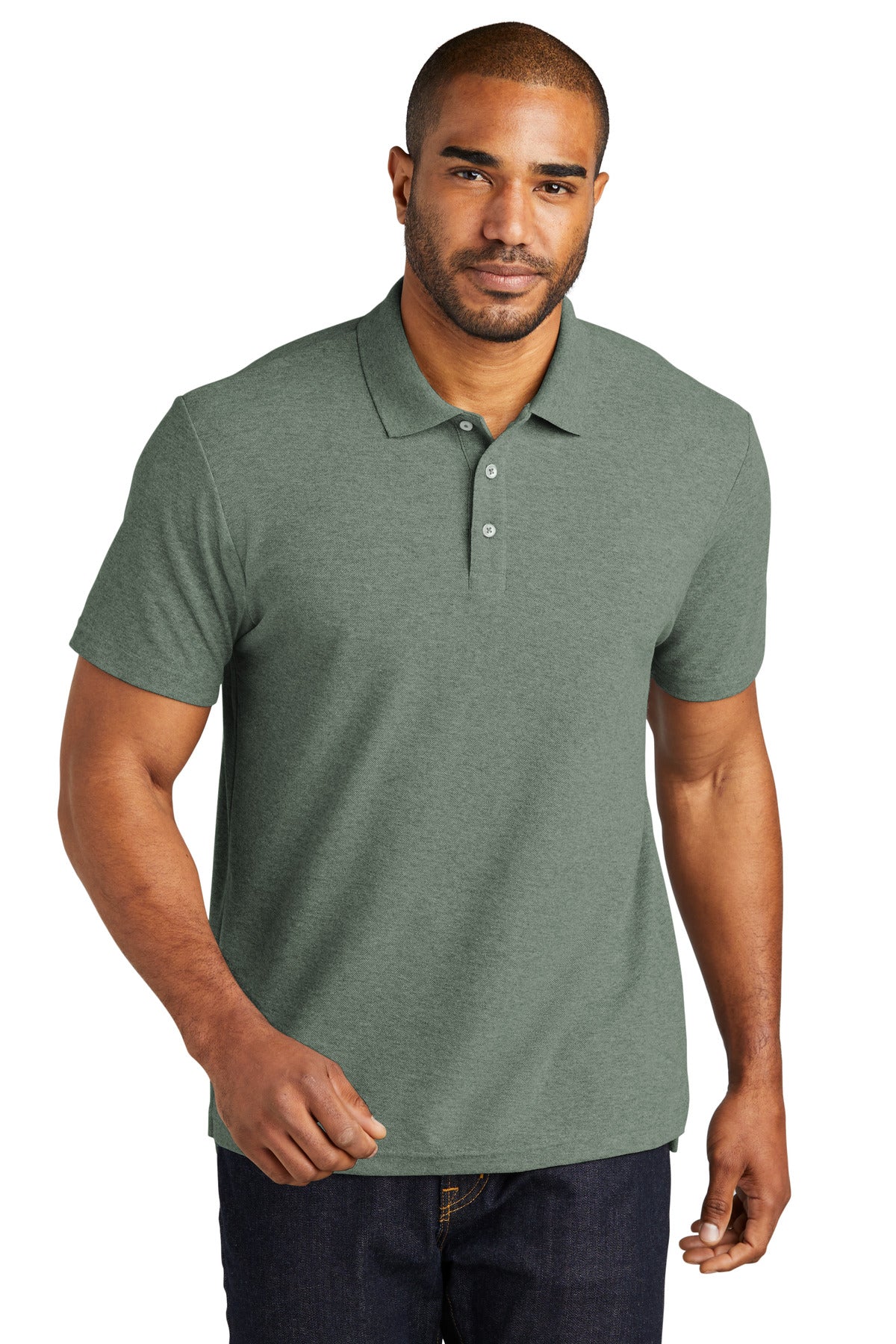 Port Authority C-FREE Cotton Blend Pique Polo K867 Dark Green Heather