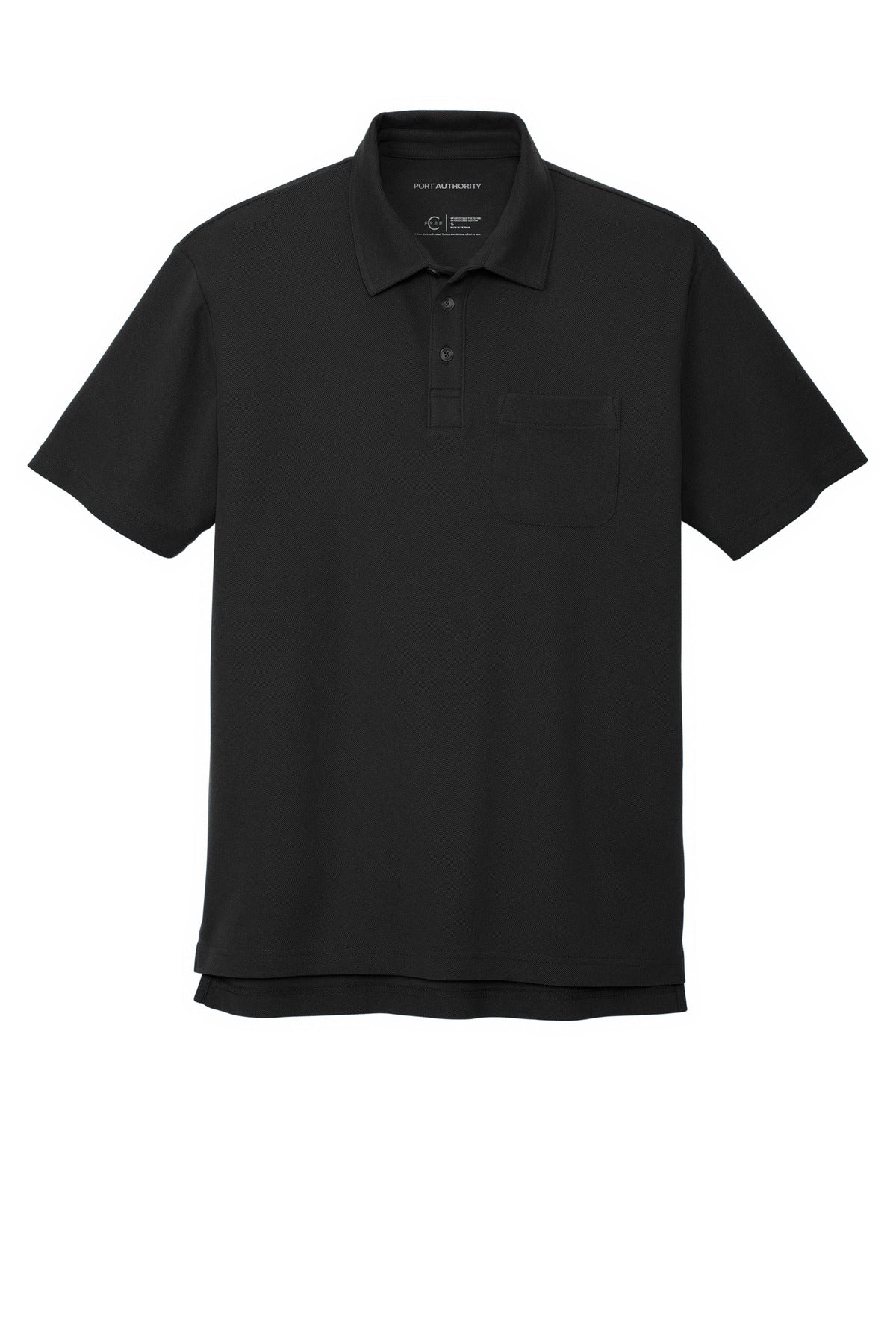 Port Authority C-FREE Cotton Blend Pique Pocket Polo K868 Black