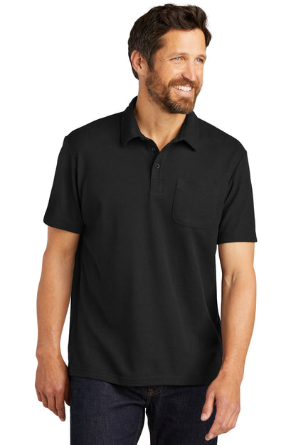 Port Authority C-FREE Cotton Blend Pique Pocket Polo K868 Black