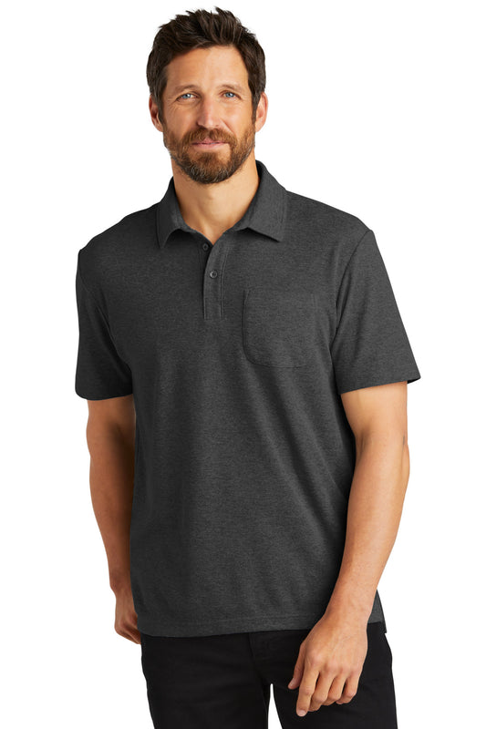 Port Authority C-FREE Cotton Blend Pique Pocket Polo K868 Charcoal Heather