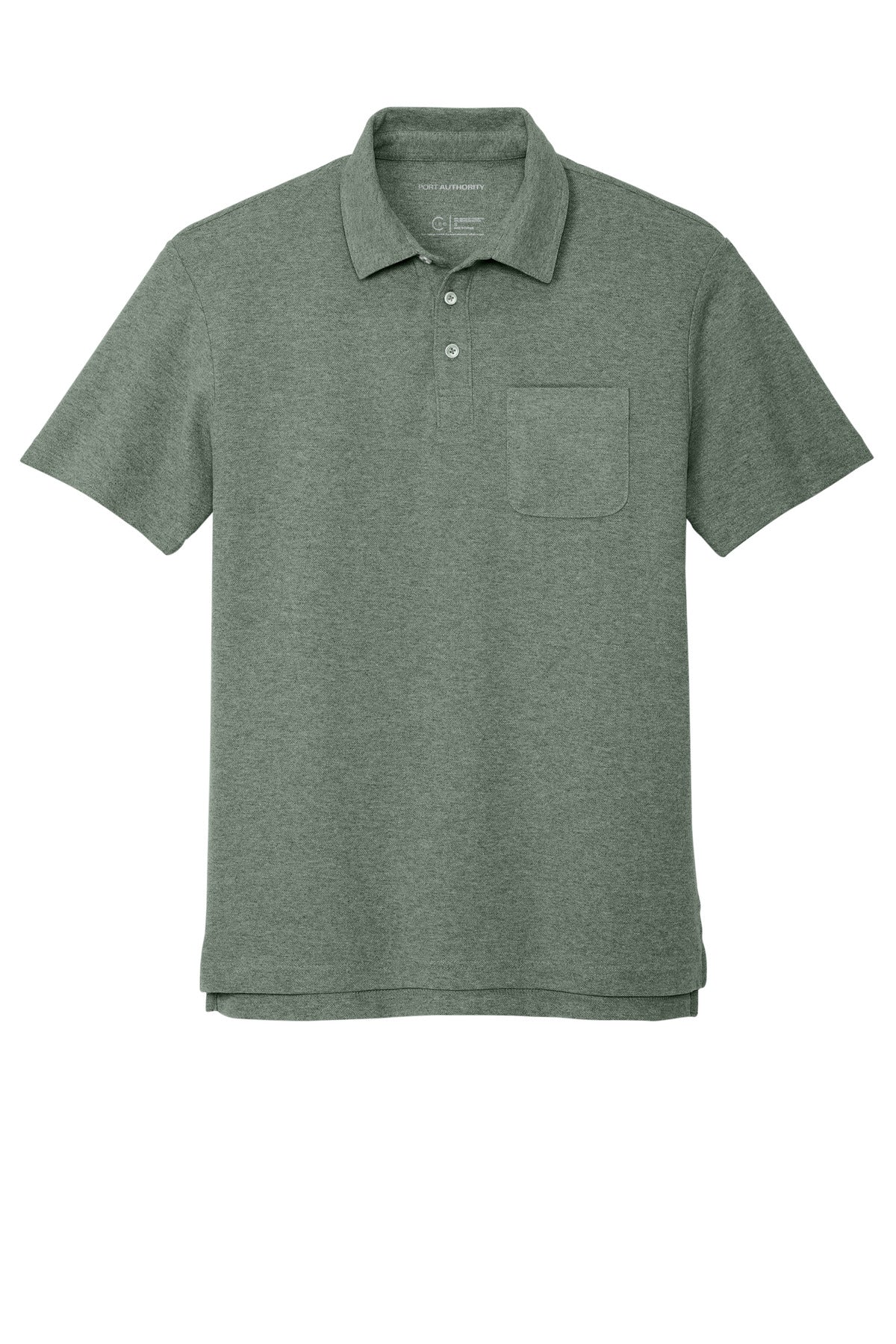 Port Authority C-FREE Cotton Blend Pique Pocket Polo K868 Dark Green Heather