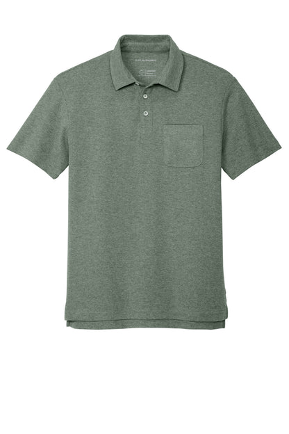 Port Authority C-FREE Cotton Blend Pique Pocket Polo K868 Dark Green Heather
