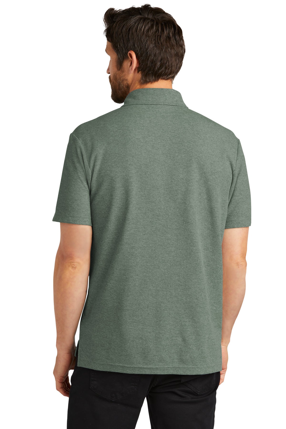 Port Authority C-FREE Cotton Blend Pique Pocket Polo K868 Dark Green Heather