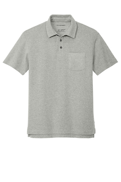 Port Authority C-FREE Cotton Blend Pique Pocket Polo K868 Deep Smoke Heather