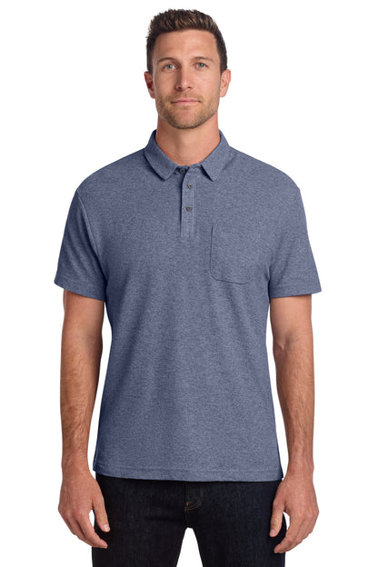 Port Authority C-FREE Cotton Blend Pique Pocket Polo K868 Navy Heather