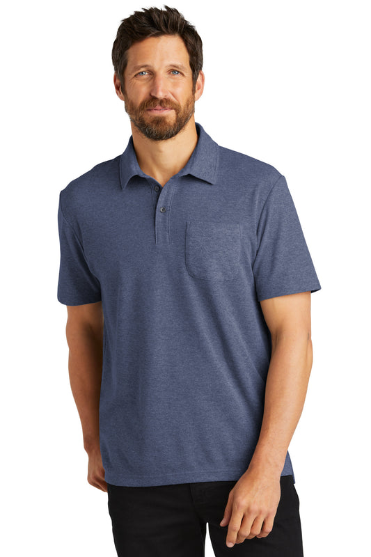 Port Authority C-FREE Cotton Blend Pique Pocket Polo K868 Navy Heather