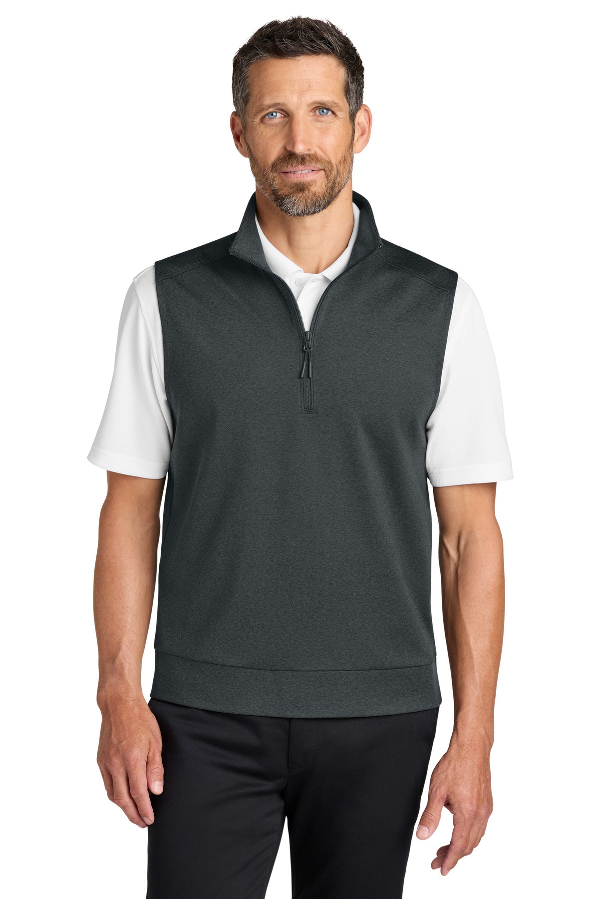 Port Authority C-FREE Double Knit 1/4-Zip Vest K880V Grey Steel Heather