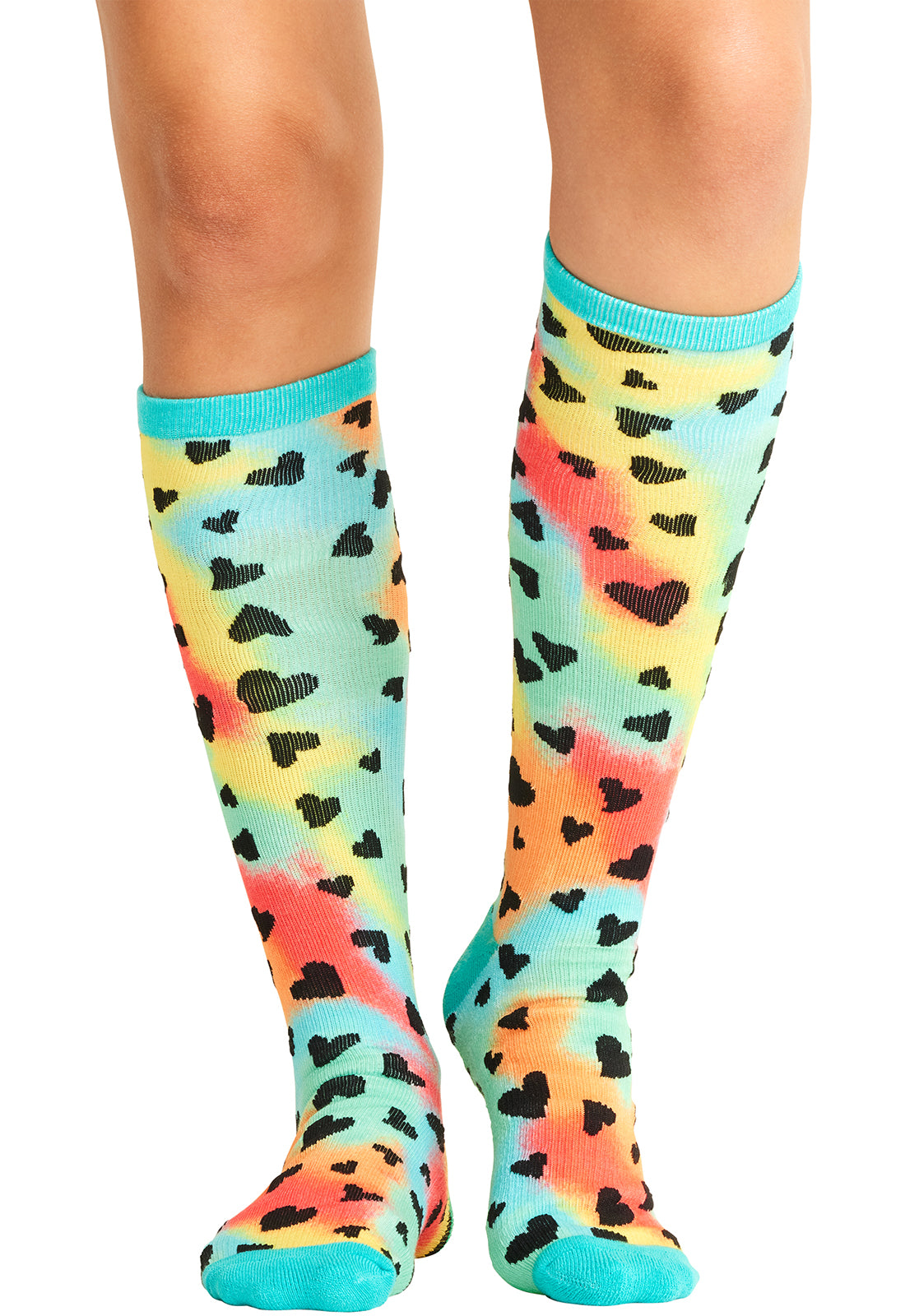 Infinity Legwear KICKSTAR 1 Pair Pack 15-20 mmHg Compression Socks Tie Dye Love Model Image Front | Infinity Footwear