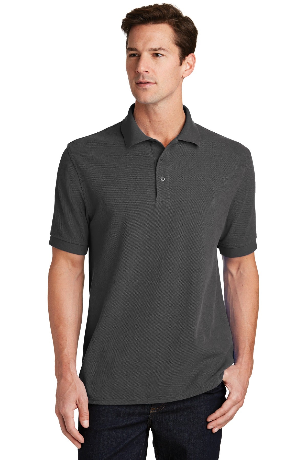 Port & Company Combed Ring Spun Pique Polo. KP1500 Charcoal