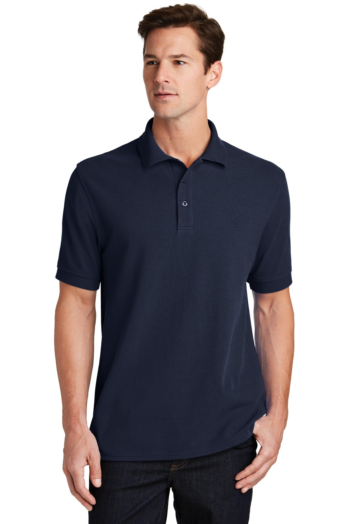Port & Company Combed Ring Spun Pique Polo. KP1500 Deep Navy