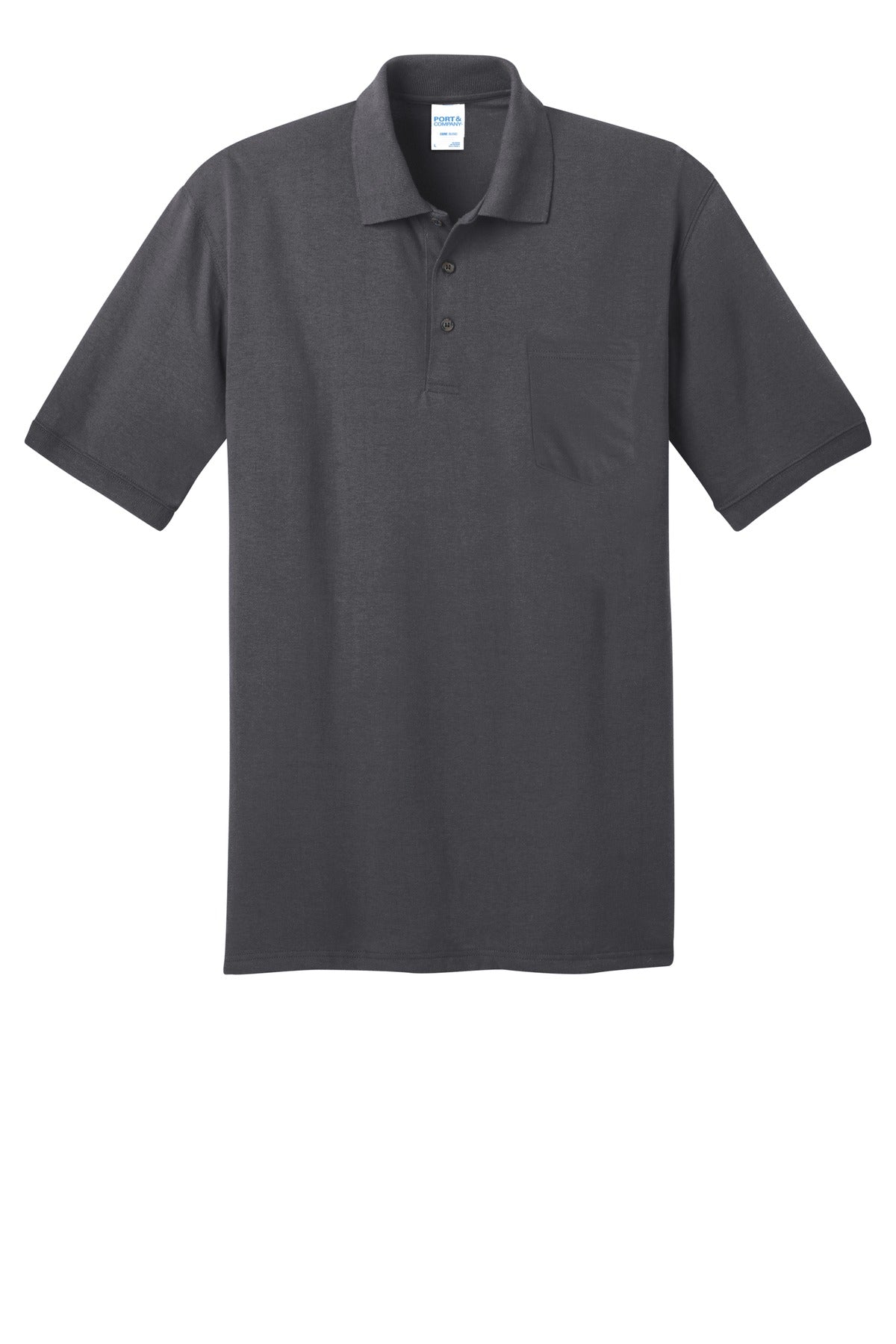 Port & Company Core Blend Jersey Knit Pocket Polo. KP55P Charcoal