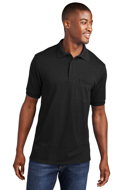 Port & Company Core Blend Jersey Knit Pocket Polo. KP55P Jet Black