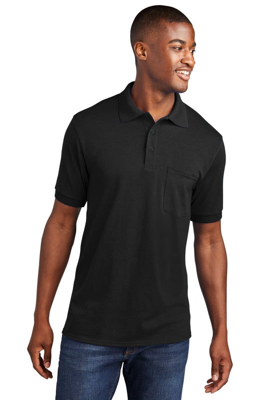 Port & Company Core Blend Jersey Knit Pocket Polo. KP55P Jet Black