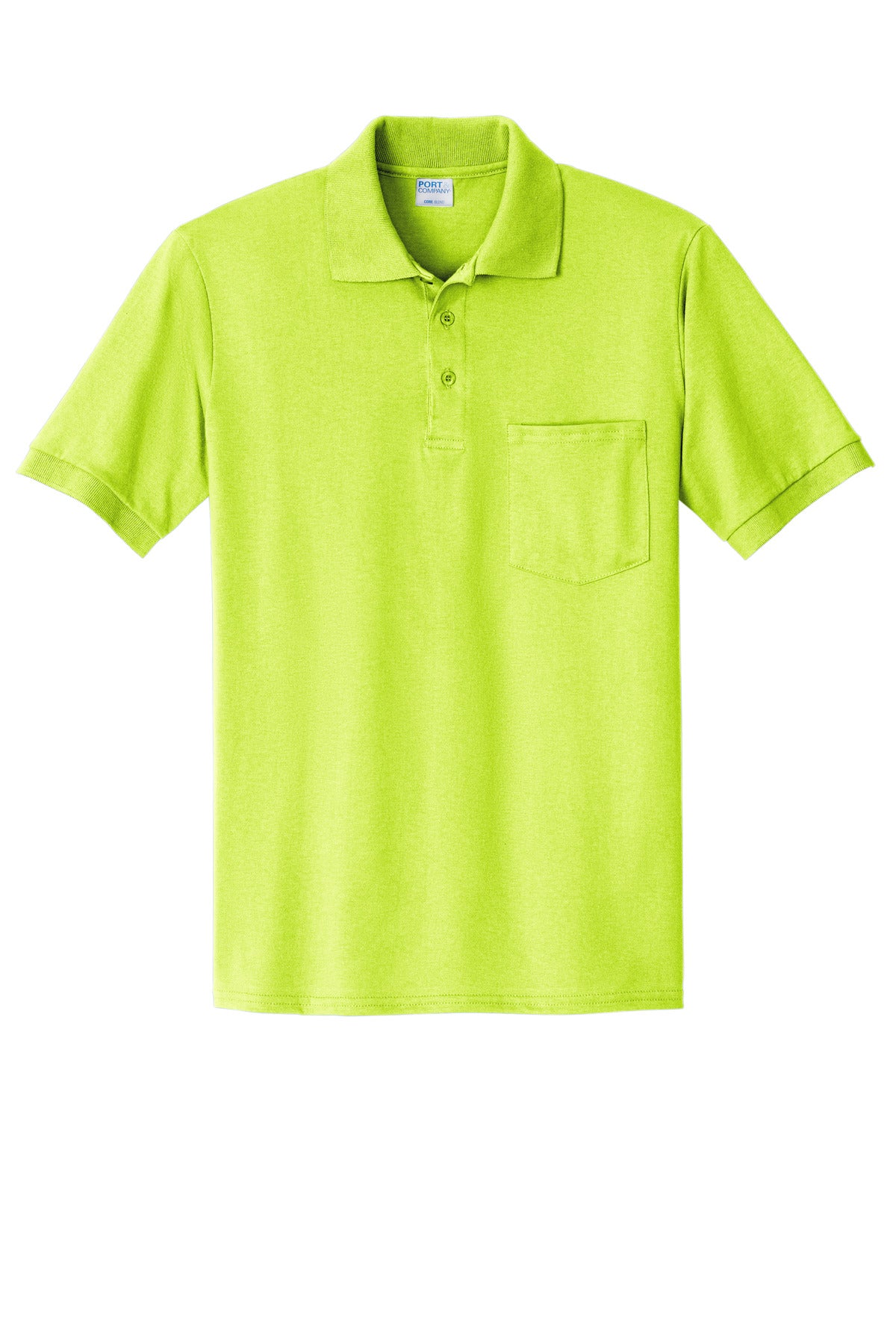 Port & Company Core Blend Jersey Knit Pocket Polo. KP55P Safety Green