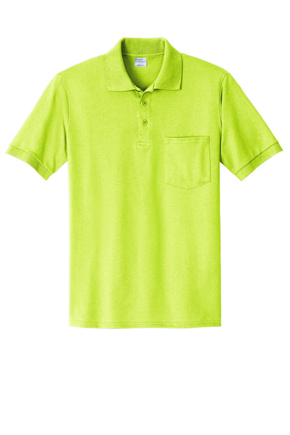 Port & Company Core Blend Jersey Knit Pocket Polo. KP55P Safety Green