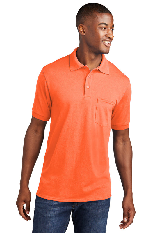 Port & Company Core Blend Jersey Knit Pocket Polo. KP55P Safety Orange