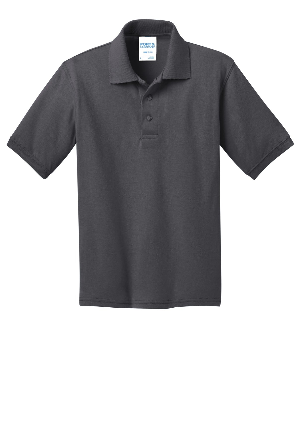 Port & Company Youth Core Blend Jersey Knit Polo. KP55Y Charcoal