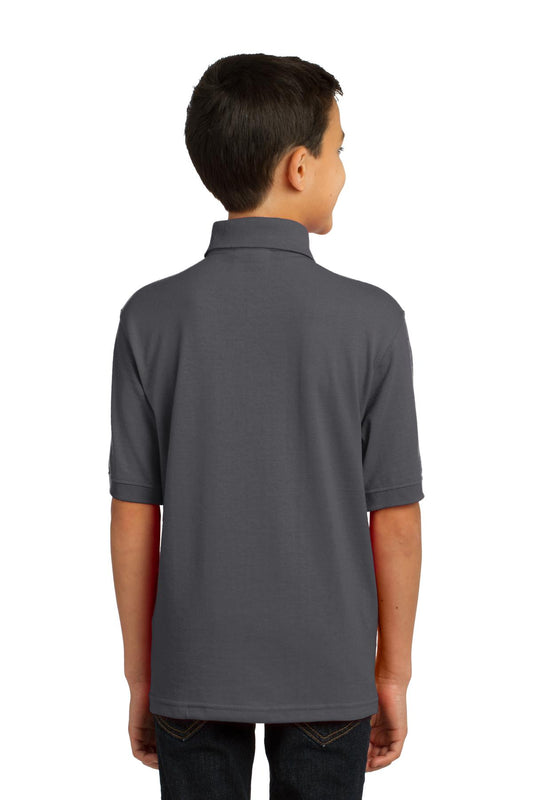 Port & Company Youth Core Blend Jersey Knit Polo. KP55Y Charcoal
