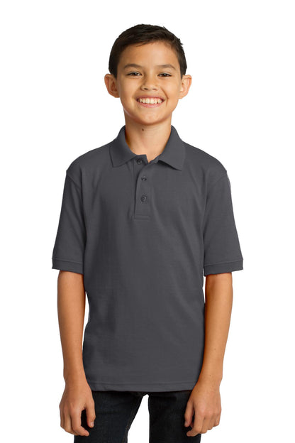 Port & Company Youth Core Blend Jersey Knit Polo. KP55Y Charcoal