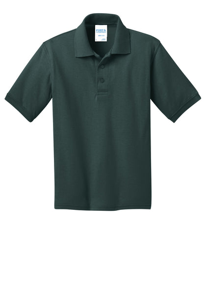 Port & Company Youth Core Blend Jersey Knit Polo. KP55Y Dark Green