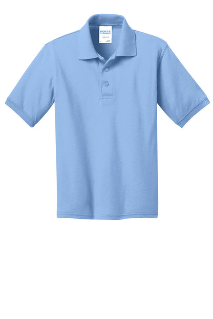 Port & Company Youth Core Blend Jersey Knit Polo. KP55Y Light Blue