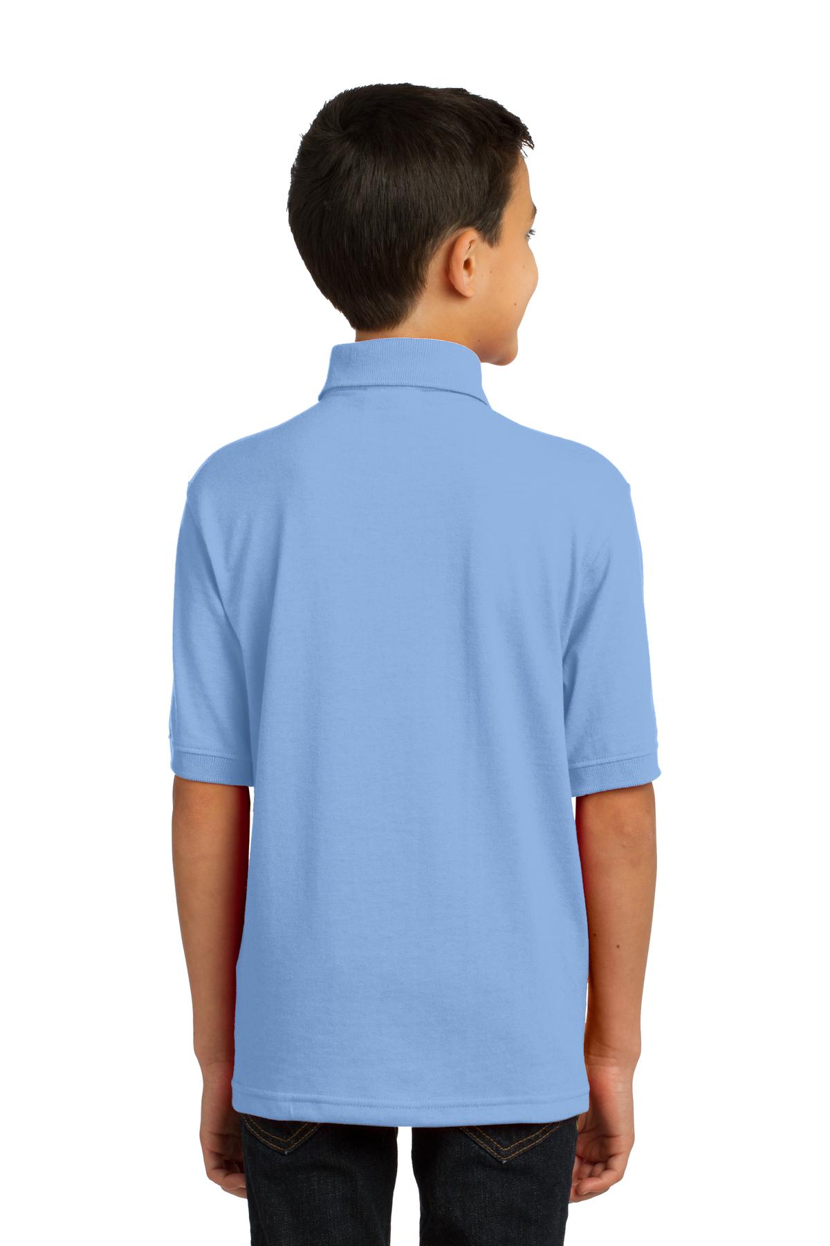 Port & Company Youth Core Blend Jersey Knit Polo. KP55Y Light Blue