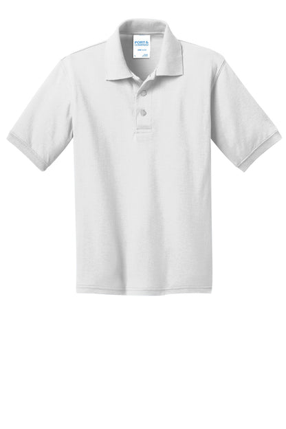 Port & Company Youth Core Blend Jersey Knit Polo. KP55Y White