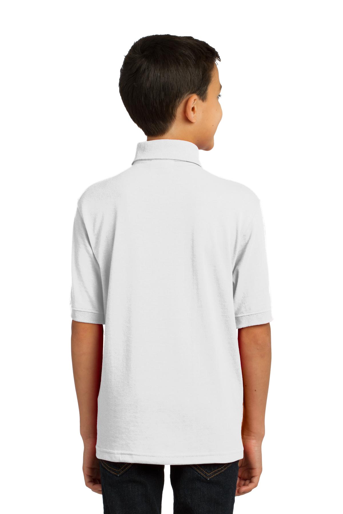 Port & Company Youth Core Blend Jersey Knit Polo. KP55Y White