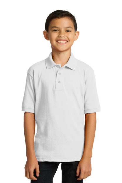 Port & Company Youth Core Blend Jersey Knit Polo. KP55Y White