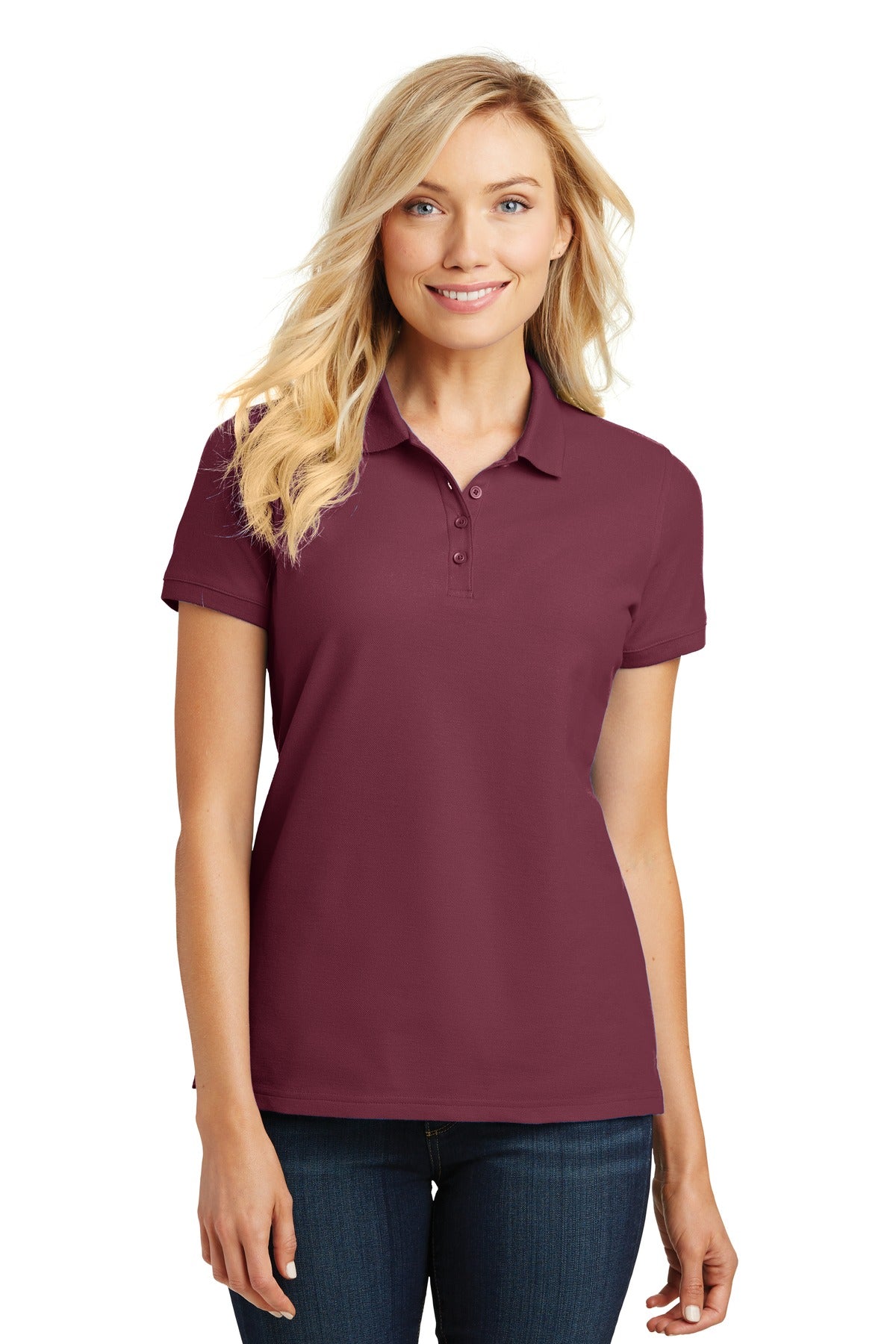 Port Authority Women's Core Classic Pique Polo. L100 Burgundy