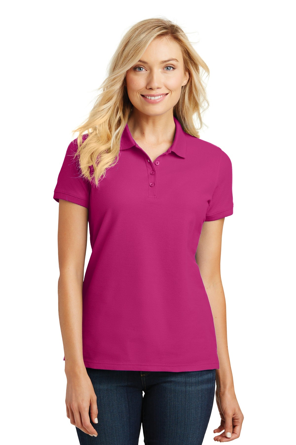 Port Authority Women's Core Classic Pique Polo. L100 Pink Azalea