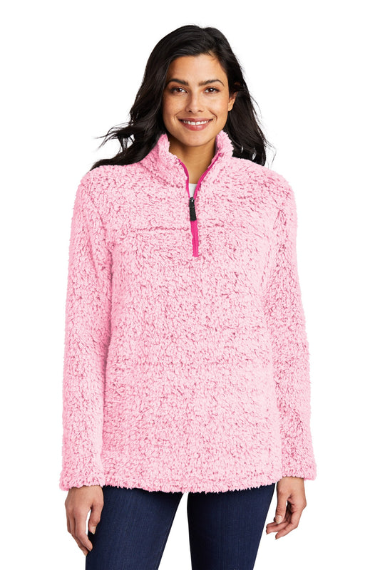 Port Authority Women's Cozy 1/4-Zip Fleece L130 Pop Raspberry Heather