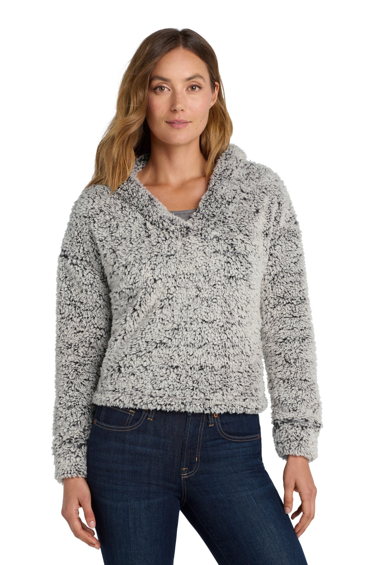 Port Authority  Women's Cozy Fleece Hoodie. L132 Grey Heather