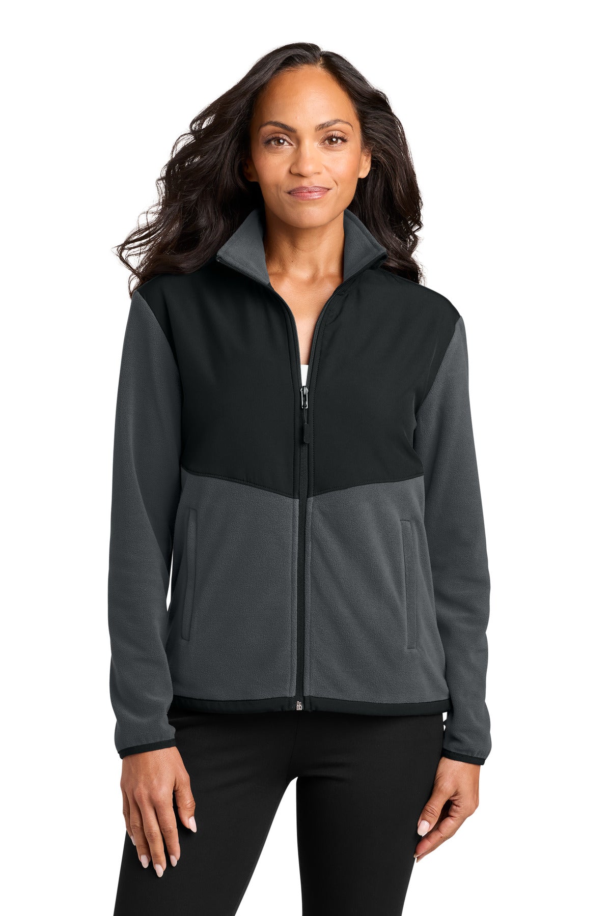Port Authority Women's Therma-Tek Fleece Jacket L180 Iron Grey/ Black
