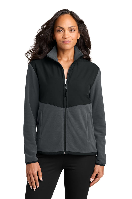 Port Authority Women's Therma-Tek Fleece Jacket L180 Iron Grey/ Black