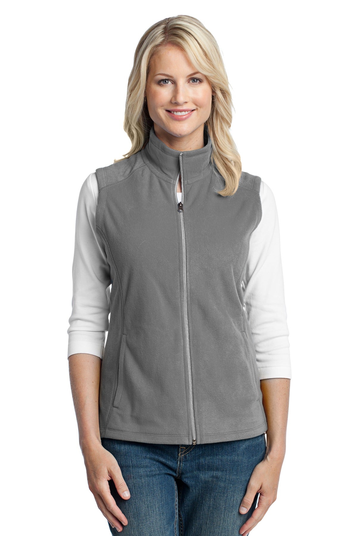 Port Authority Women's Microfleece Vest. L226 Pearl Grey