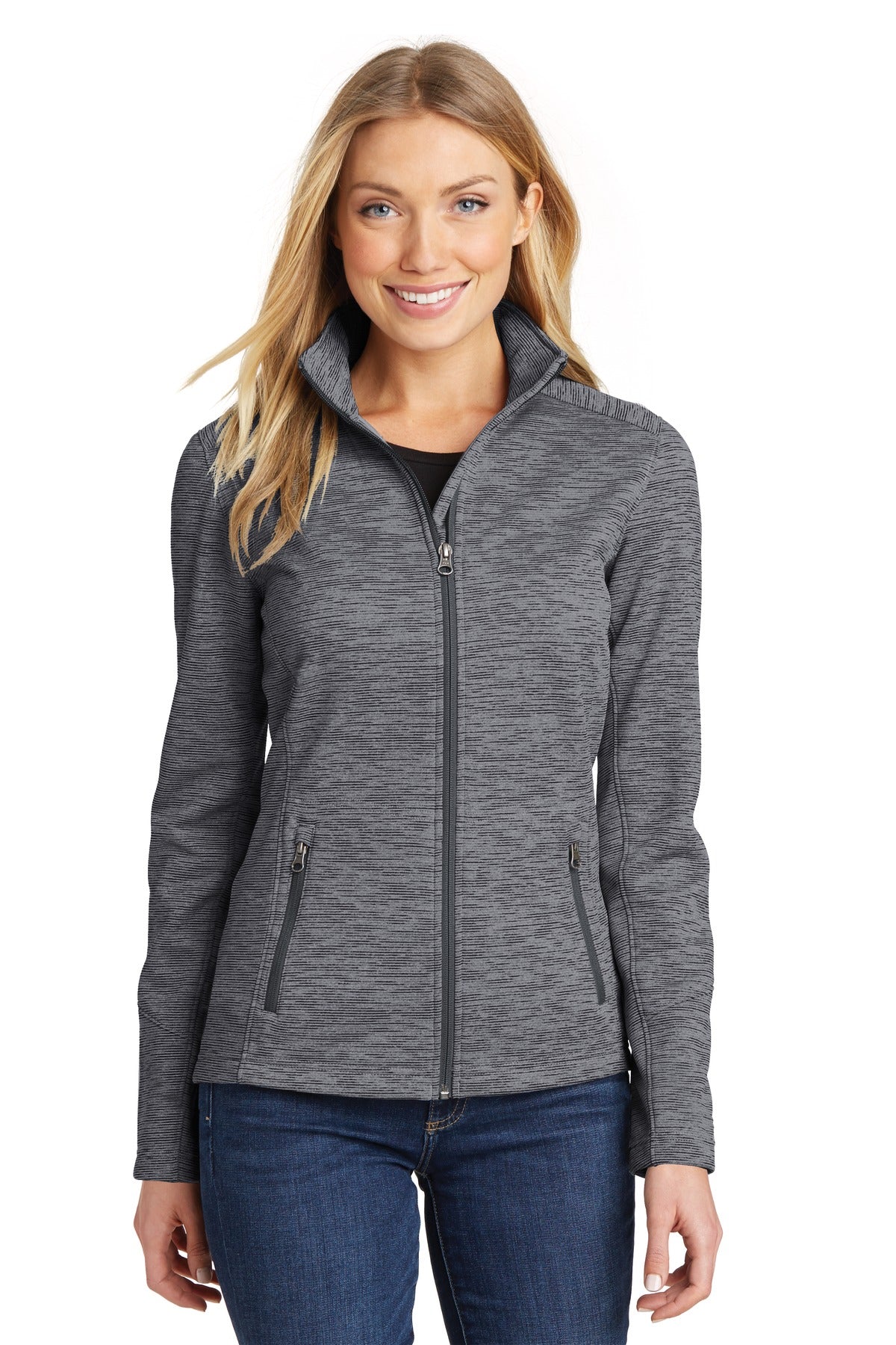 Port Authority Women's Digi Stripe Fleece Jacket. L231 Black
