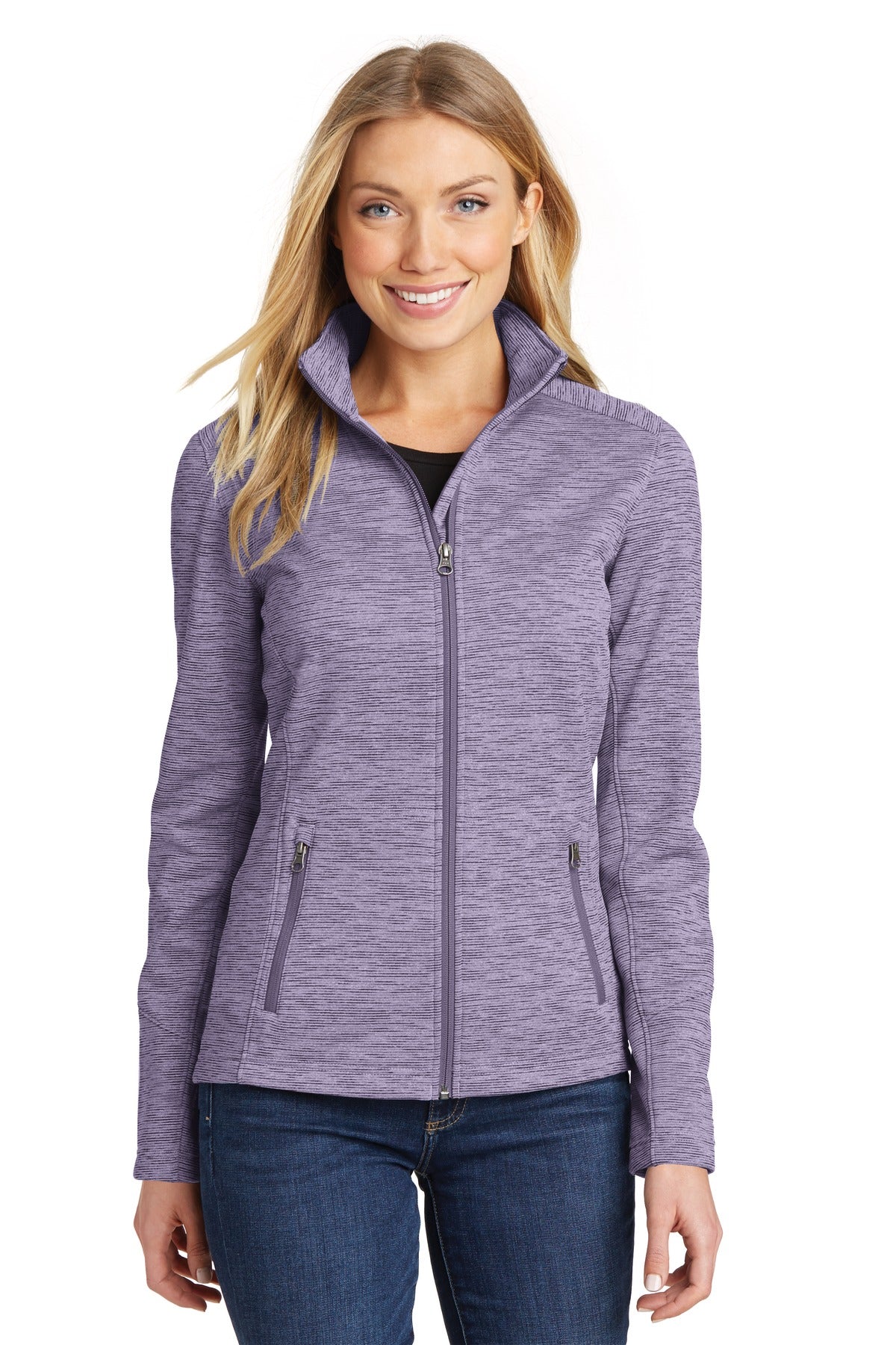 Port Authority Women's Digi Stripe Fleece Jacket. L231 Purple