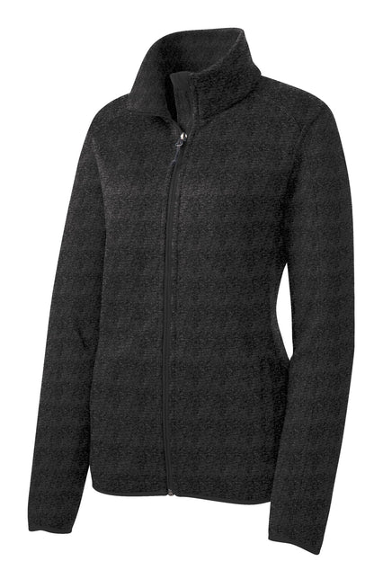 Port Authority Women's Sweater Fleece Jacket. L232 Black Heather