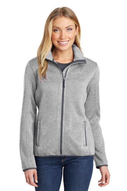 Port Authority Women's Sweater Fleece Jacket. L232 Grey Heather