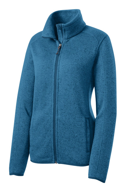 Port Authority Women's Sweater Fleece Jacket. L232 Medium Blue Heather