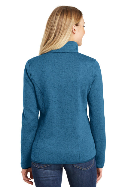 Port Authority Women's Sweater Fleece Jacket. L232 Medium Blue Heather