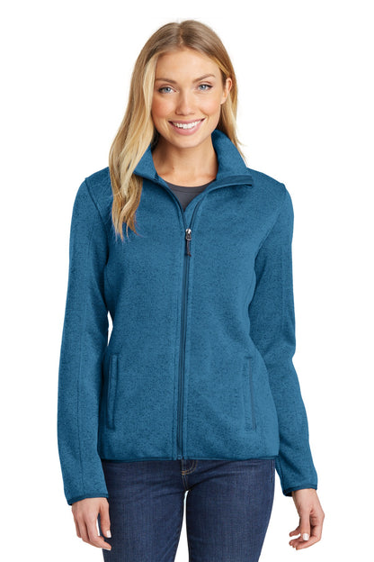 Port Authority Women's Sweater Fleece Jacket. L232 Medium Blue Heather