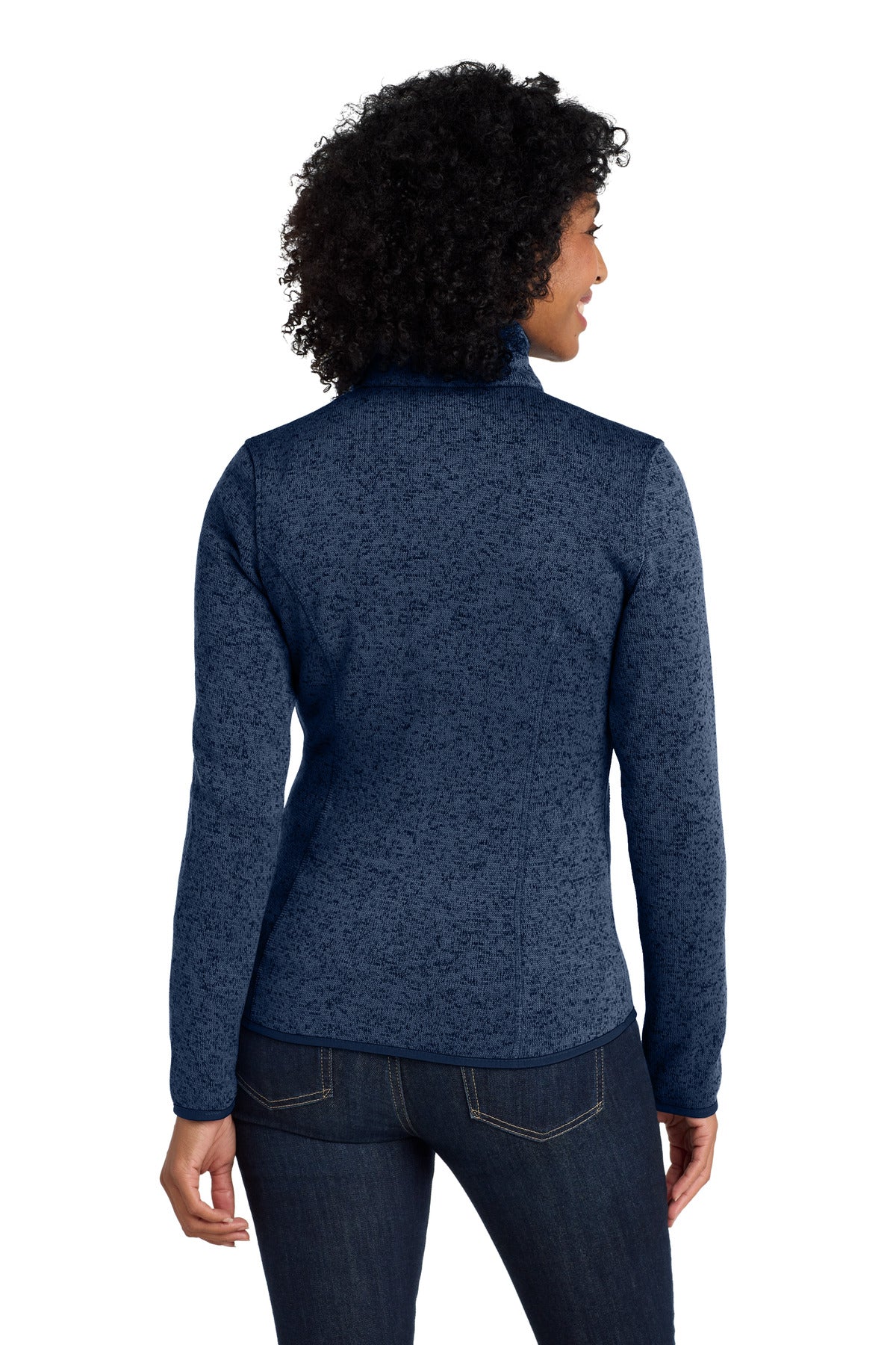 Port Authority Women's Sweater Fleece Jacket. L232 River Blue Navy Heather
