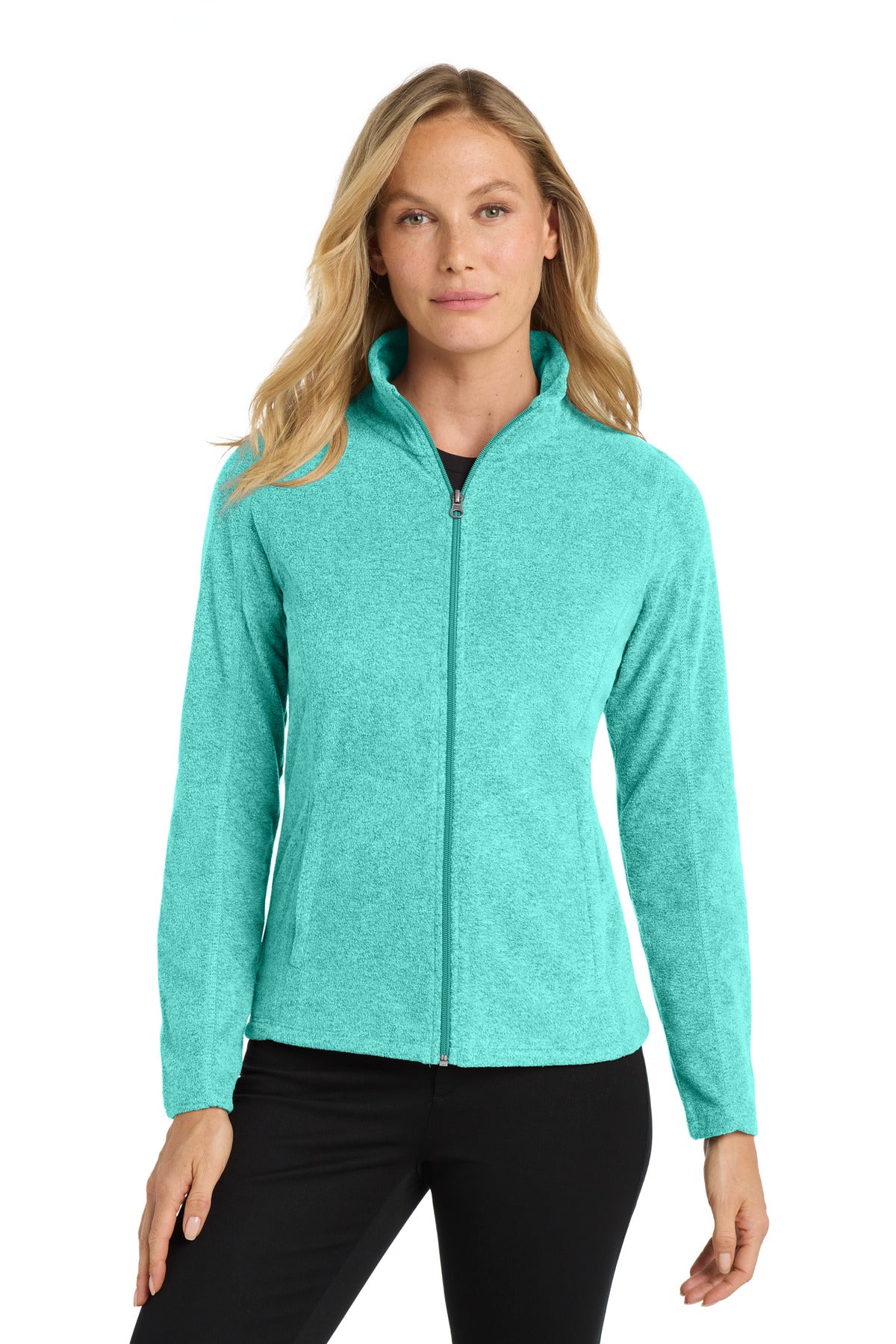 Port Authority Women's Heather Microfleece Full-Zip Jacket L235 Aqua Green Heather