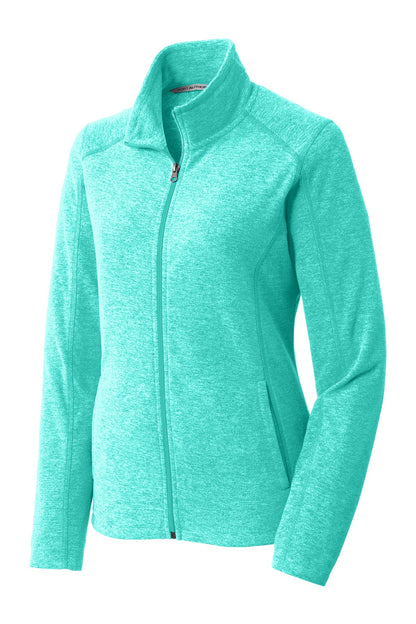Port Authority Women's Heather Microfleece Full-Zip Jacket. L235 Aqua Green Heather